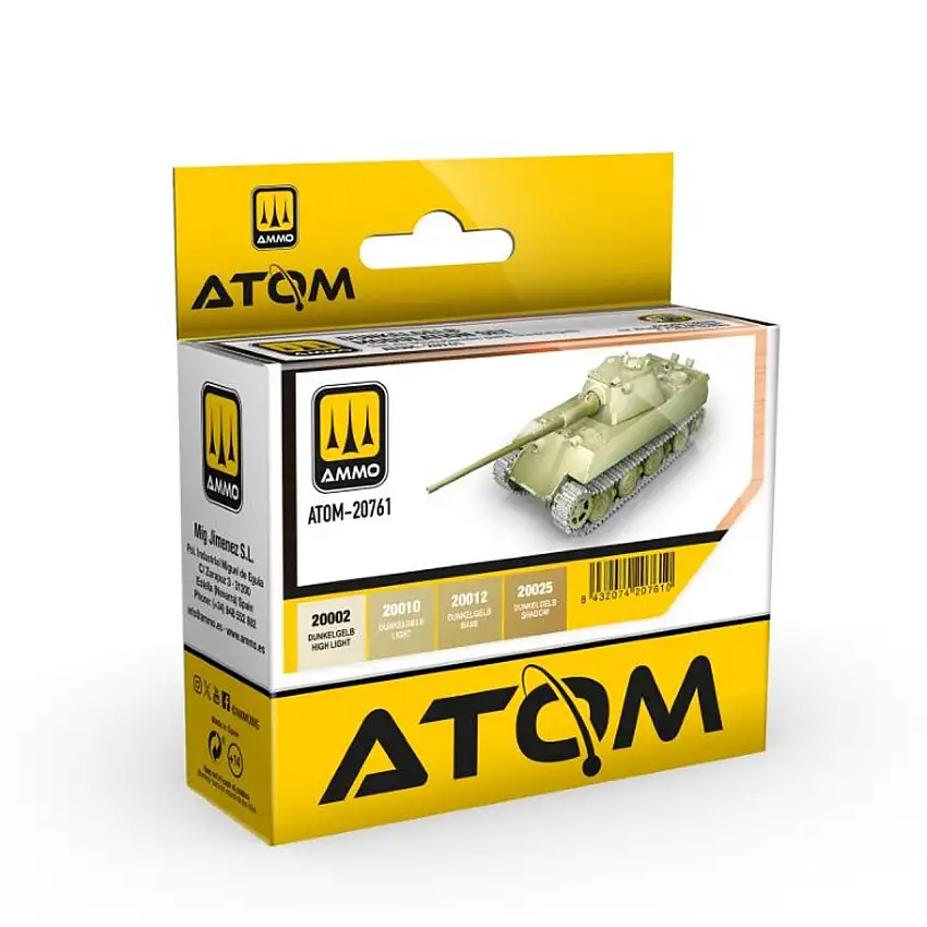 Atom: Dunkelgelb Modulation Acrylic Paint Set (4 Colors) 20ml Bottles AMMO by Mig Jimenez