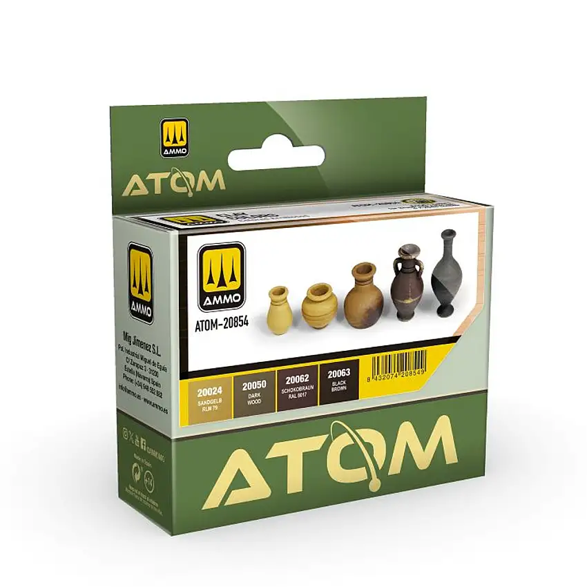 Atom: Clay Tones Acrylic Paint Set (4 Colors) 20ml Bottles AMMO by Mig Jimenez