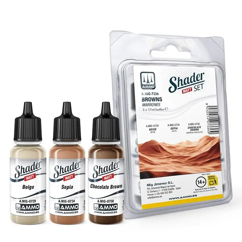 Browns Matt Shader Set (3 Colors) AMMO by Mig Jimenez