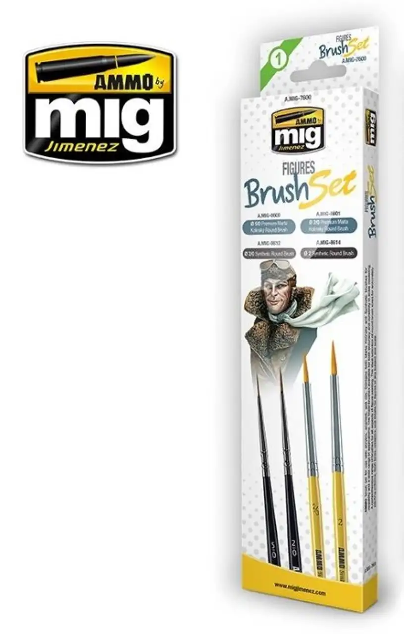 Figures Brush Set: Synthetic Rounds & Marta Kolinsky AMMO by Mig Jimenez