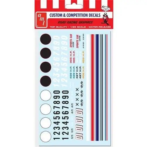 AMT Road Racing Graphics Decals 1/25 Scale