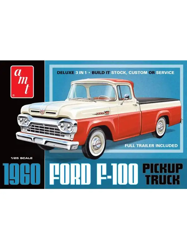 AMT 1407 '60 Ford F-100 Pickup & Trailer 1/25 Scale Plastic Model Kit