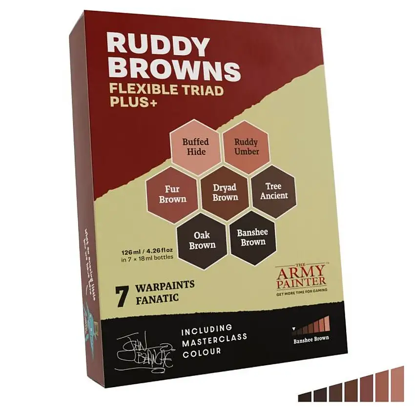 Warpaints Fanatic: Ruddy Browns Flexible Triad Plus+ Acrylic Paint Set (7 Colors) 18ml Bottles The Army Painter