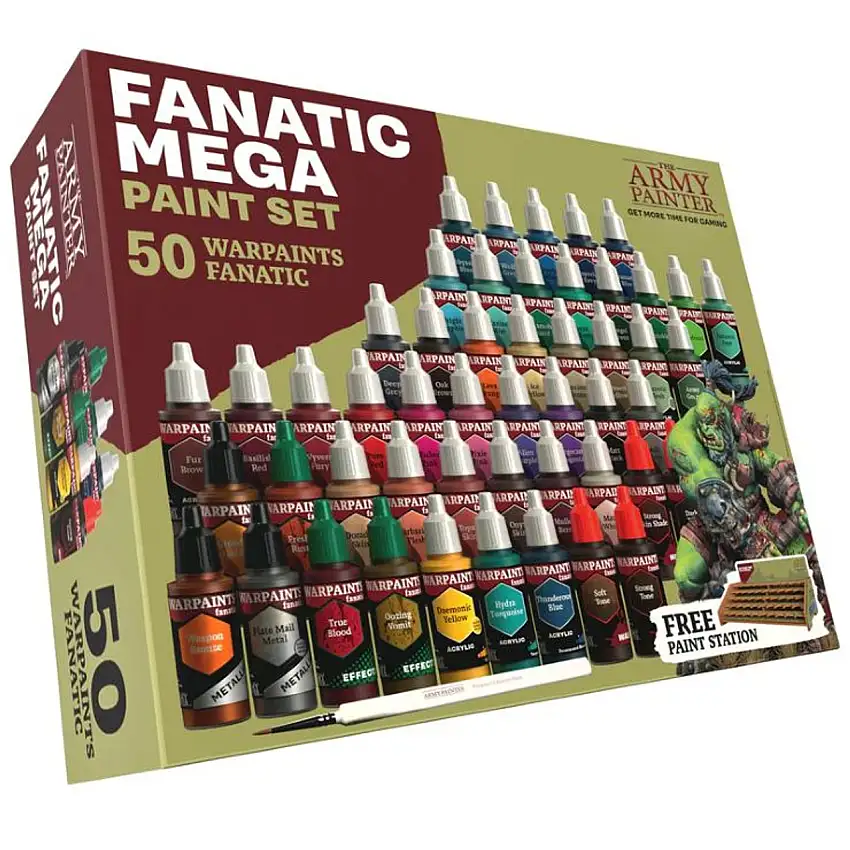 Warpaints Fanatic: Mega Acrylic Paint Set (50 Colors & station) 18ml Bottles The Army Painter