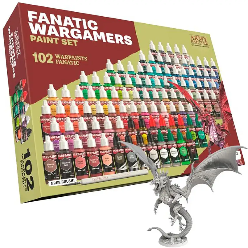 Warpaints Fanatic: Wargamers Acrylic Paint Set (102 Colors & miniature) 18ml Bottles The Army Painter