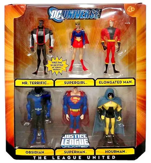 DC Universe Justice League Unlimited The League United Exclusive Action Figure 6-Pack [Superman, Supergirl, Mr. Terrific, Elongated Man, Obsidian & Hourman]