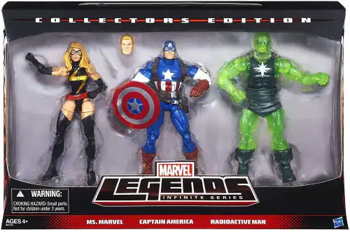 Marvel Legends Infinite Series Ms. Marvel, Captain America & Radioactive Man Exclusive Action Figure 3-Pack