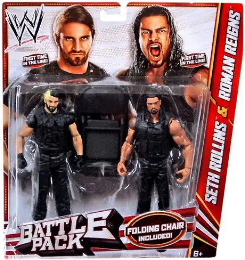 WWE Wrestling Battle Pack Series 24 Seth Rollins & Roman Reigns Action Figure 2-Pack [Folding Chair The Shield Gear]