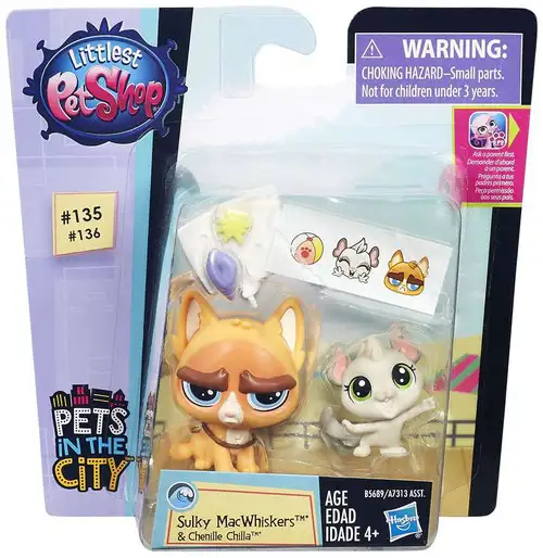 Littlest Pet Shop Pets in the City Sulky MacWhiskers & Chenille Chilla Figure 2-pack