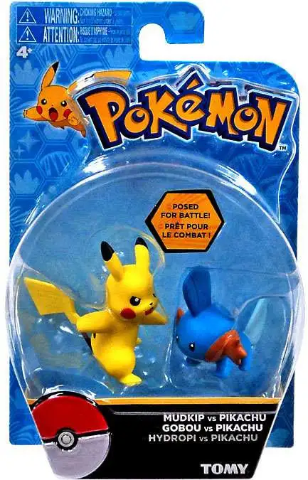 Pokemon Action Pose Mudkip vs. Pikachu 2-Inch Mini Figure 2-Pack
