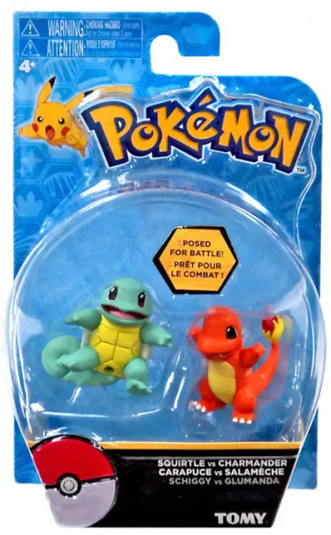 Pokemon Action Pose Squirtle & Charmander 2-Inch Mini Figure 2-Pack