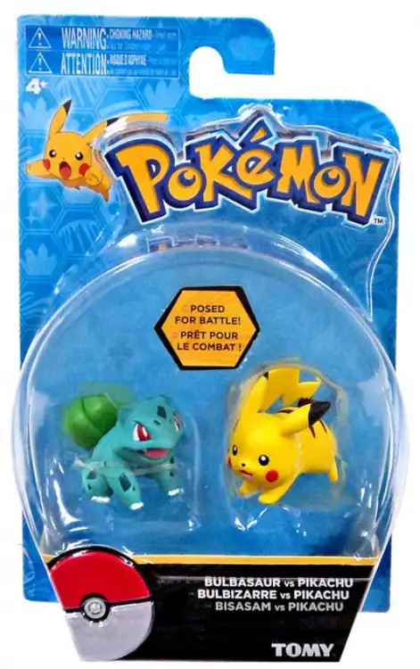 Pokemon Action Pose Bulbasaur & Pikachu 2-Inch Mini Figure 2-Pack