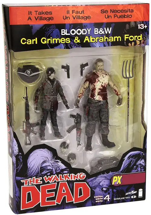 McFarlane Toys The Walking Dead Comic Series 4 Carl Grimes & Abraham Ford Exclusive Action Figure 2-Pack [Bloody Black & White]