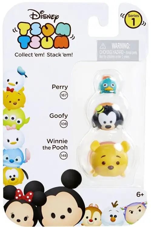 Disney Tsum Tsum Perry, Goofy & Winnie the Pooh Minifigure 3-Pack #167, 108 & 148