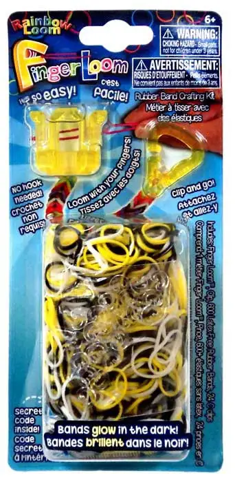 Rainbow Loom Finger Loom Rubber Band Crafting Kit [Yellow]
