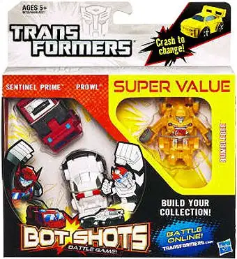 Transformers Bot Shots Battle Game Sentinel Prime, Prowl & Bumblebee Action Figure 3-Pack