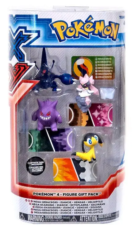 Pokemon XY Mega Heracross, Diancie, Gengar & Helioptile Mini Figure 4-Pack
