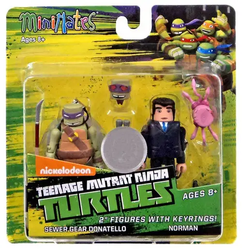 Teenage Mutant Ninja Turtles Nickelodeon Minimates Sewer Gear Donatello & Norman 2-Inch Minimates Keychains