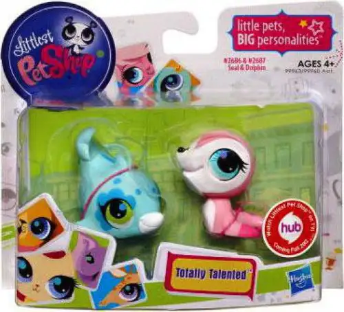 Littlest Pet Shop Totally Talented Pets Seal & Dolphin Figure 2-Pack #2686, 2687