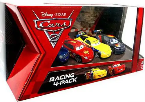 Disney / Pixar Cars Cars 2 Racing 4-Pack McQueen, Gorvette, Schnell & Del Cooper Exclusive Diecast Car Set