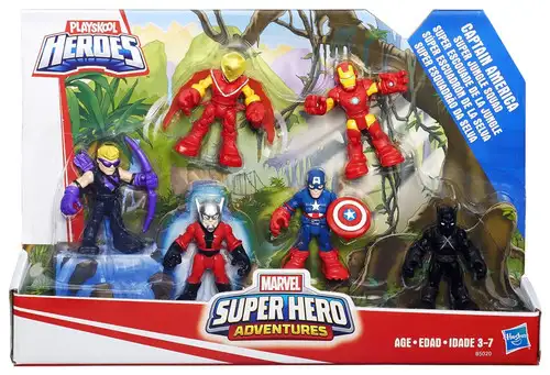 Marvel Playskool Heroes Super Hero Adventures Captain America Super Jungle Squad Mini Figure 6-Pack