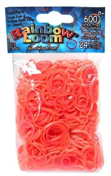 Rainbow Loom Pearl Neon Pink & Yellow Rubber Bands Refill Pack [600 Count]
