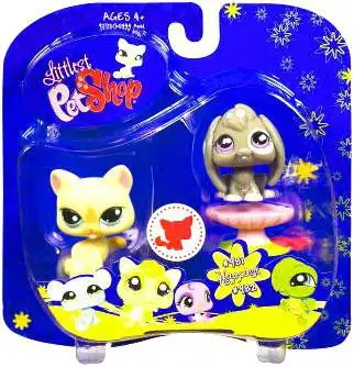 Littlest Pet Shop 2009 Assortment A Series 4 Cat & Bunny Figure 2-Pack #981 [Yellow, Pedestal]