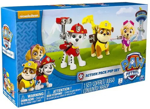 Paw Patrol Action Pack Pup Set Marshall, Rubble & Skye Figure 3-Pack