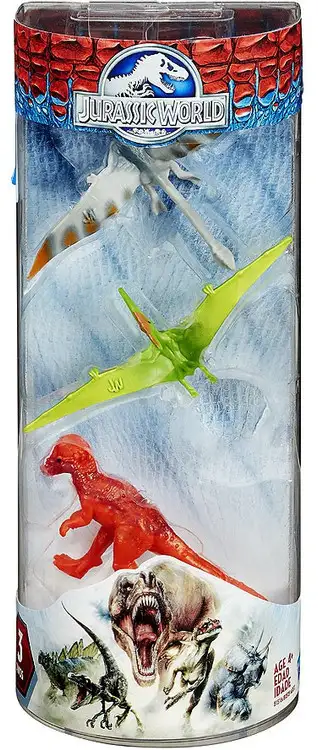 Jurassic World Dinos Dimorphodon, Pteranodon & Pachycephalosaurus 3-Inch Mini Figure 3-Pack [RANDOM Colors]