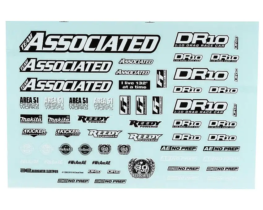 Team Associated DR10 Decal Sheet