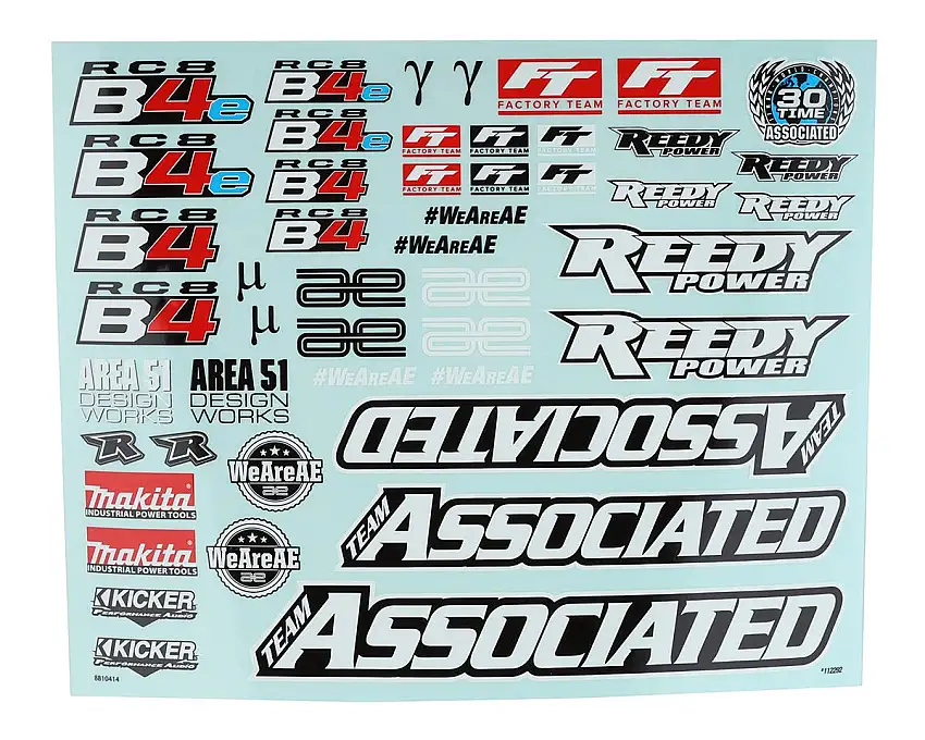 Team Associated RC8B4 Decal Sheet
