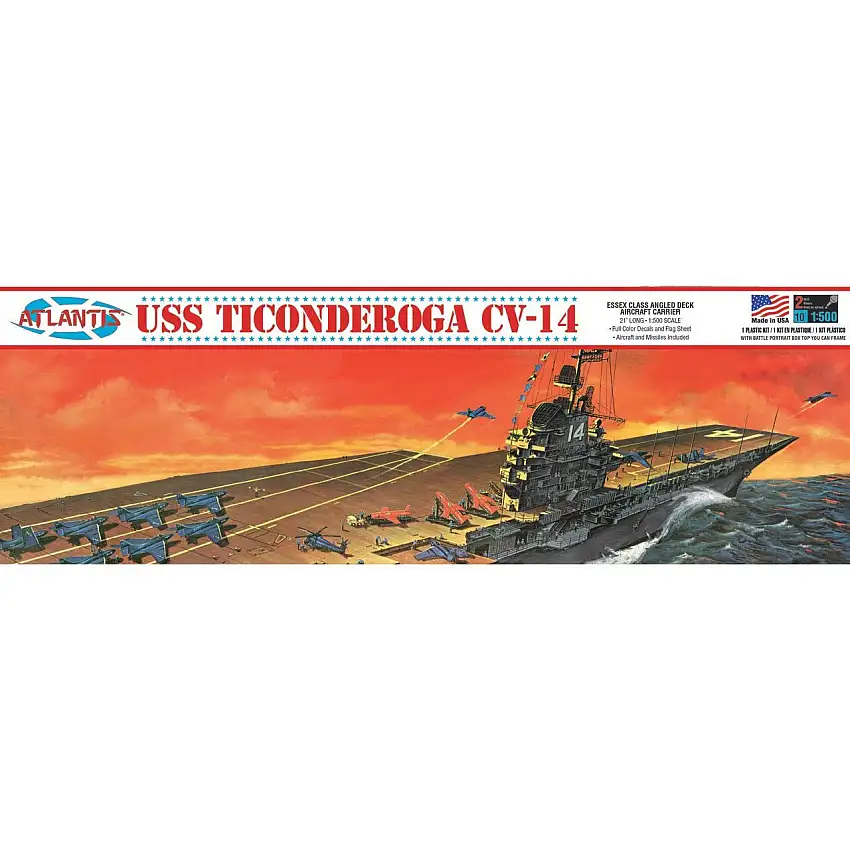 Atlantis 1/500 USS Ticonderoga CV-14 Aircraft Carrier Plastic model kit 1/500