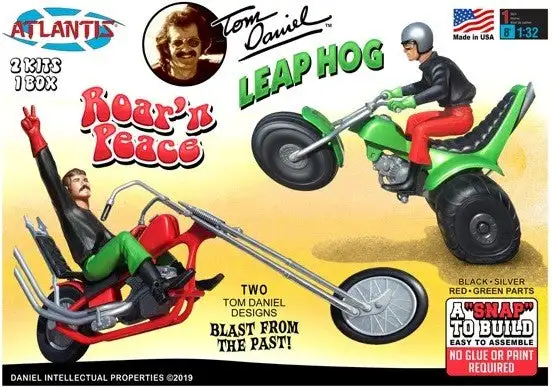 Atlantis Models 6600 1/32 Tom Daniel's Roar' N Peace Motorcycle & Leap Hog 3-Wheeler (Snap) (formerly Monogram) (D)