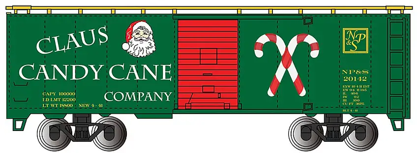 40' Boxcar Christmas Claus Candy Cane Company HO Scale Bachmann Trains