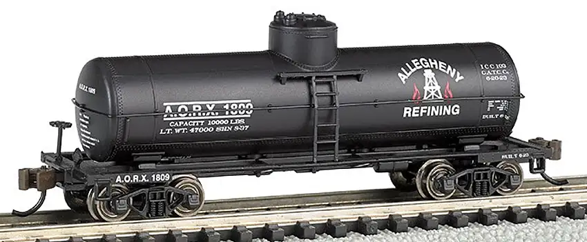 ACF 36.5' 10,000 Gal. Single Dome Tank Car Allegheny Refining N Scale Bachmann Trains