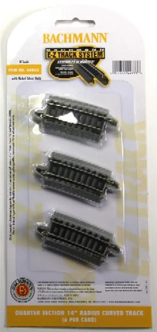 Quarter Section 14" Radius Curved Nickel Silver Track (6pcs) N Bachmann Trains