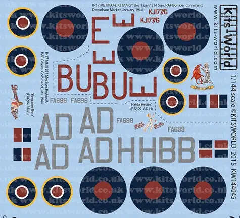 Warbird Decals 144045 1/144 B17 Mk III Take It Easy, Borganes Bess, Hekla Hettie