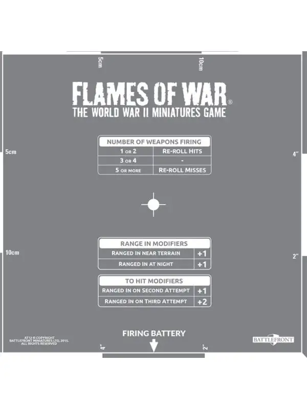 Flames of War AT012 Artillery Template (Etched)