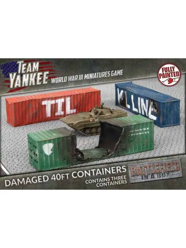 Battlefront BB253 Modern 40 ft Shipping Containers Damaged (3) Gaming Terrain