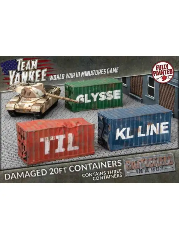 Battlefront BB254 Modern 20 ft Shipping Containers Damaged (3) Gaming Terrain
