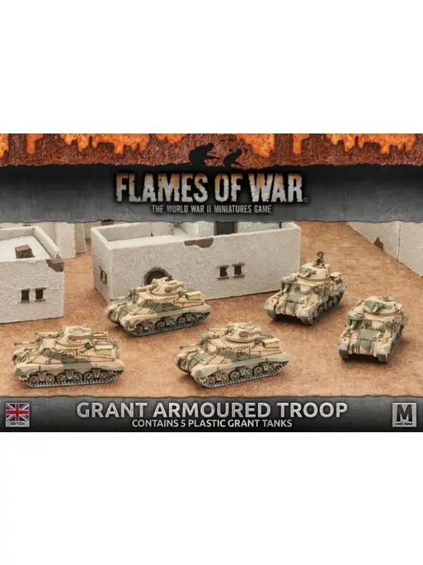 Flames of War BBX37 Grant Armored Troop (5 Tanks) Plastic Gaming Miniatures
