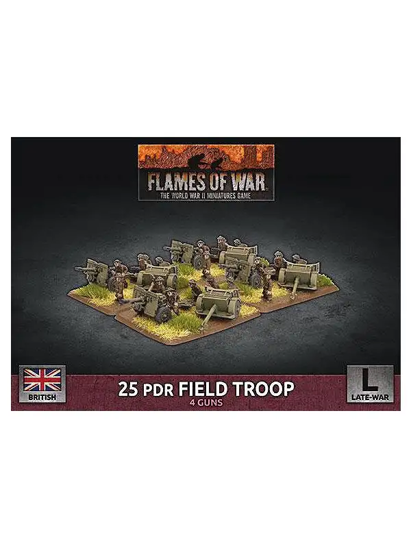 Flames of War BBX63 25 Pdr Field Troop (4 Guns) Plastic Gaming Miniatures