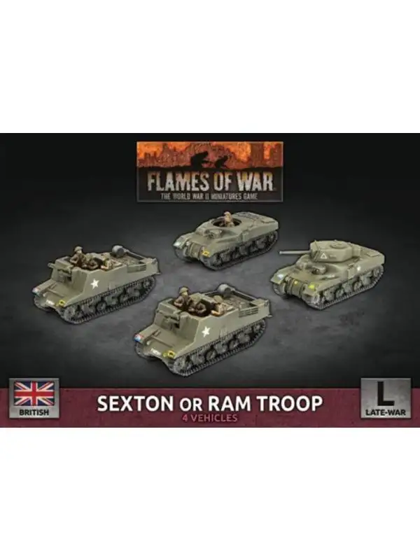 Flames of War BBX76 Sexton or Ram Troop (4 Vehicles) Plastic Gaming Miniatures