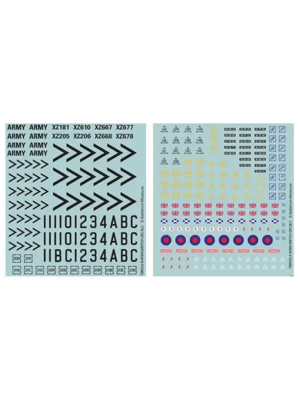 Team Yankee TBR950 British Decal Set for Gaming Miniatures