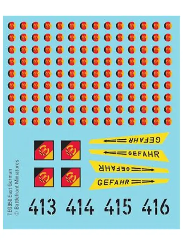 Team Yankee TEG950 East German Decals for Gaming Miniatures