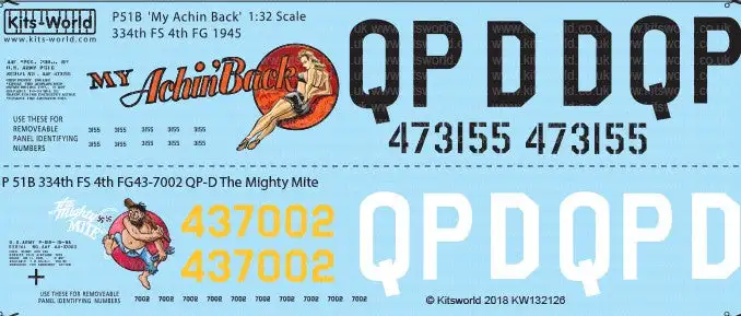 Warbird Decals 132126 1/32 P51D/B My Achin Back, The Mighty Mite