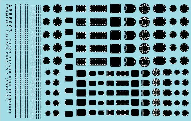 Archer Fine Transfers 88003 Surface Details: 1/32 & 1/48 Access Panels & Piano Hinge