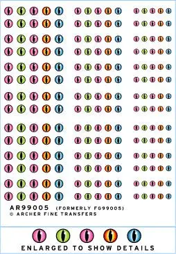 Archer Fine Transfers 99005 Waterslide Decals: Monster Eyeball Slit Style Large for .125, .100, .080"