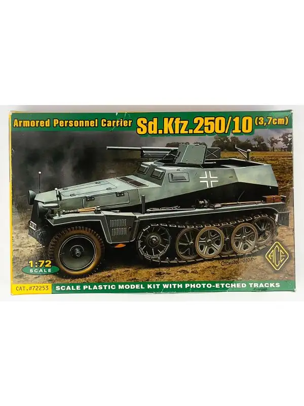 Ace 72253 Sd.Kfz. 250/10 1/72 Scale Plastic Model Kit Open Box with PE Tracks
