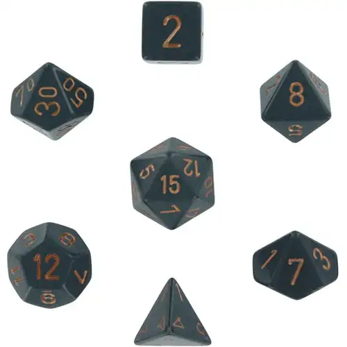 Chessex Dice Set: Opaque Dark Grey w/Copper (7)